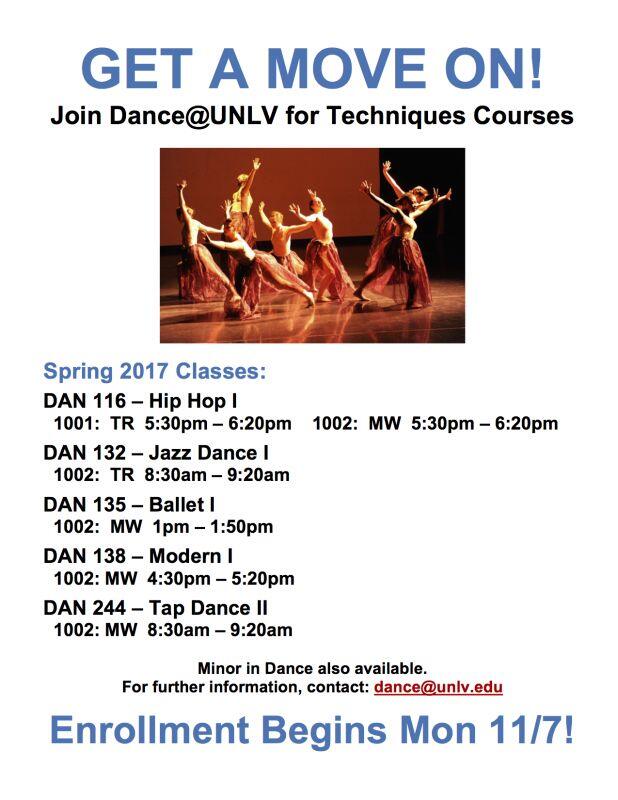 Enroll in UNLV Dance's Spring 2017 Techniques Courses University of